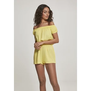 Women's short off-the-shoulder jumpsuit - light yellow