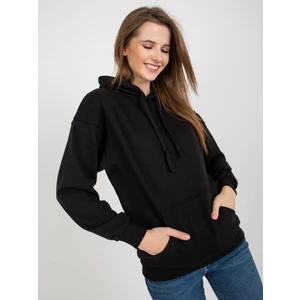 Women's black kangaroo sweatshirt loose cut