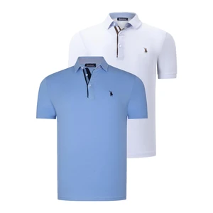 DUAL SET T8582 DEWBERRY MENS T-SHIRT-WHITE-CLEAR BLUE