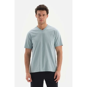 Dagi Blue V-Neck Basic Supima T-Shirt