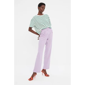 Trendyol Lilac Straight Cut Wide Leg Pleated Woven Trousers