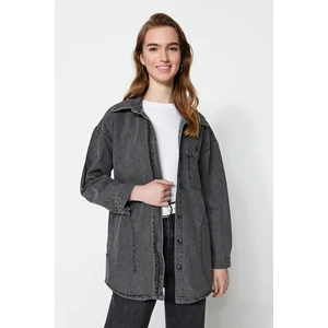 Trendyol Gray Regular Fit Denim Single Pocket Denim Jacket