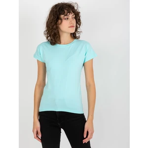 Women's Basic T-shirt with Round Neckline - blue