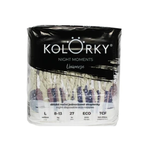 Kolorky Night Moments jednorazové EKO plienky pre kompletnú ochranu v priebehu noci veľkosť L 8-13 kg 27 ks