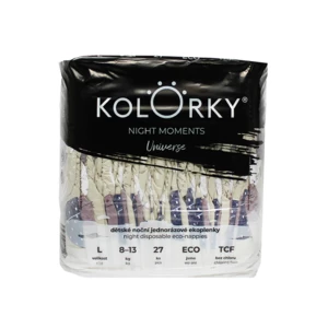 Kolorky Night Moments jednorázové EKO pleny pro kompletní ochranu v průběhu noci velikost L 8-13 kg 27 ks