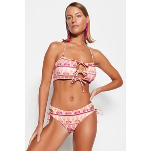 Trendyol Ethnic Patterned Tied Normal Leg Bikini Bottom