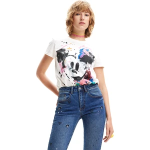 Bílé dámské tričko Desigual Mickey Crash - Dámské