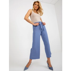 Dark blue fabric trousers with tie