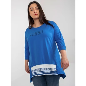 Dark blue asymmetrical plus size tunic