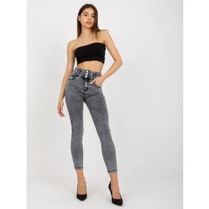 Women's dark grey jeans with high waist