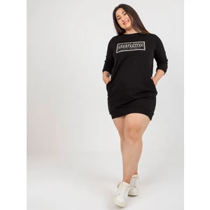 Black plus size sweatshirt dress with pockets