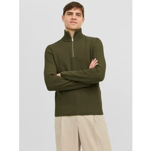 Khaki Mens Ribbed Sweater Jack & Jones Perfect - Men