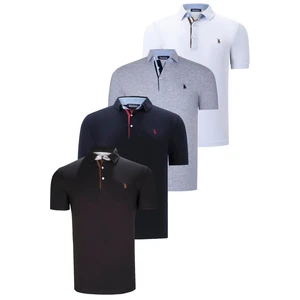 QUAD SET T8582 DEWBERRY MENS T-SHIRT-BLACK-WHITE-NAVY BLUE-GREY