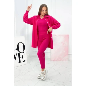 3-piece set of sweatshirt, top and leggings fuchsia color