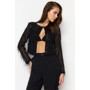 Trendyol Shiny Sequined Black Lined Jacket