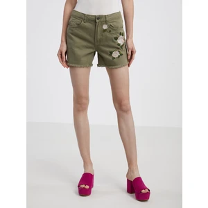 Khaki Womens Denim Shorts CAMAIEU - Women