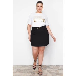 Trendyol Curve Black Straight A-line Rigid Denim Plus Size Skirt