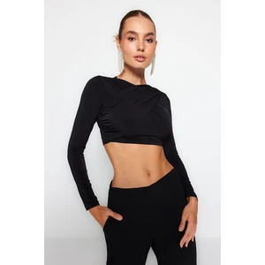 Trendyol Black Knotted Knitted Crop Blouse