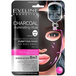 Eveline Cosmetics Charcoal Illuminating Ritual super hydratační čisticí textilní maska