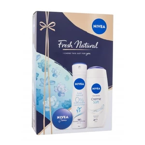 Nivea Fresh Natural darčeková kazeta sprchovací gél Creme Soft 250 ml + dezodorant Fresh Natural 150 ml + univerzálny krém Creme 30 ml pre ženy