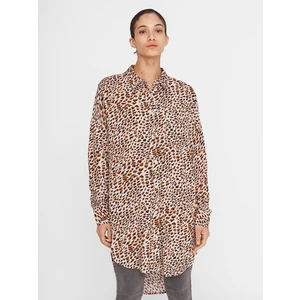 Beige Patterned Long Shirt Noisy May Fiona - Women