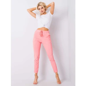 Women's light coral fabric trousers