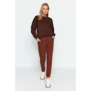 Trendyol Brown Basic Jogger Thick Normal Waist Knitted Sweatpants