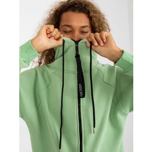 Light green long zippered base sweatshirt with pockets RUE PARIS