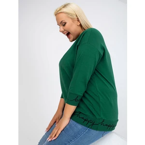 Green-black monochrome plus-size sweatshirt with Charliza lettering