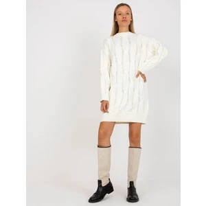 Ecru knitted minidress with stand-up collar RUE PARIS