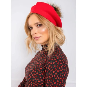 Red beret with pompom