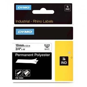 Dymo Rhino 18484, 19mm x 5,5m čierna tlač / biely podklad, originálna páska