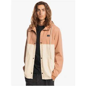 Krémovo-oranžová pánská lehká džínová bunda Quiksilver Natural Dyed - Pánské