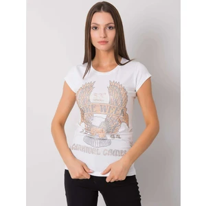 White women's t-shirt with application