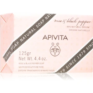 Apivita Natural Soap Rose & Black Pepper čisticí tuhé mýdlo 125 g