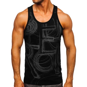 Maiou negru tank top cu imprimeu Bolf 14846