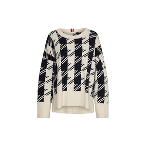 Tommy Hilfiger Sweater - HOUNDSTOOTH RELAXED C-NK SWEATER white