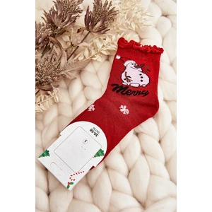 Women's Shiny Christmas Socks with Red Snowman