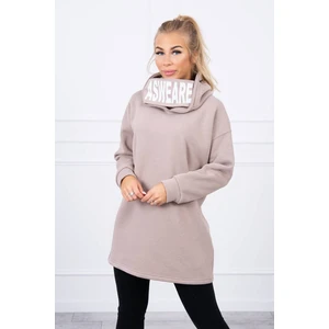 Padded sweatshirt with hood beige