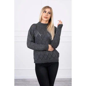 Sweater high neck  with diamond pattern graphite