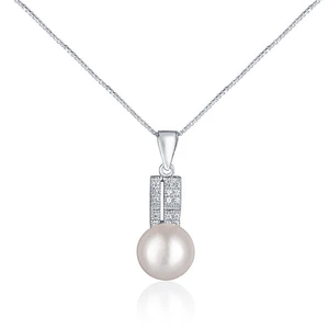 JwL Luxury Pearls Elegantný náhrdelník s pravou perlou a zirkónmi JL0645 (retiazka, prívesok)