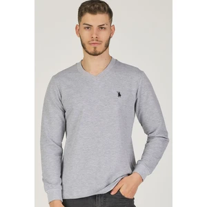 V4002 DEWBERRY V COLLAR MEN'S SWEATSHIRT-GRAY