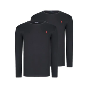 DUAL SET T8588 DEWBERRY ROUND COLLAR MEN'S SWEATSHIRT-BLACK-BLACK