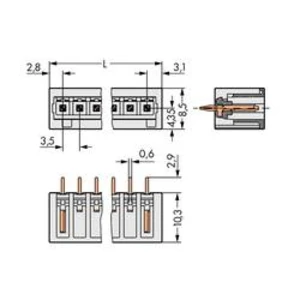 Konektor do DPS WAGO 734-141/100-000, 40.90 mm, pólů 11, rozteč 3.50 mm, 100 ks