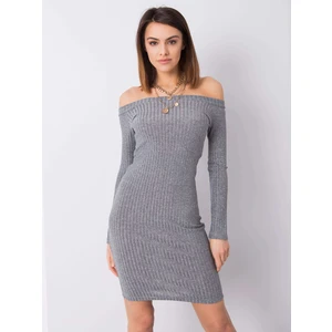 RUE PARIS Gray dress with shiny thread