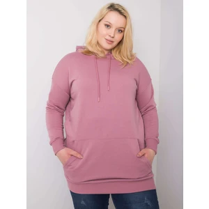 Dusty pink plus size cotton hooded sweatshirt