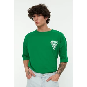 Trendyol Green Men's Oversize Short Sleeve Printed T-Shirt