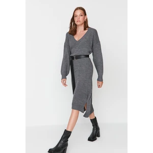 Trendyol Anthracite Oversize Knitwear Dress