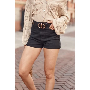 Black denim shorts with high waist