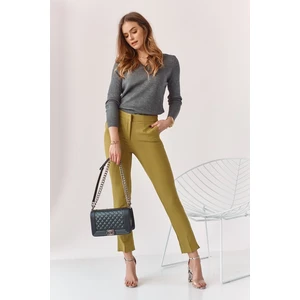 Elegant trousers with olive trim